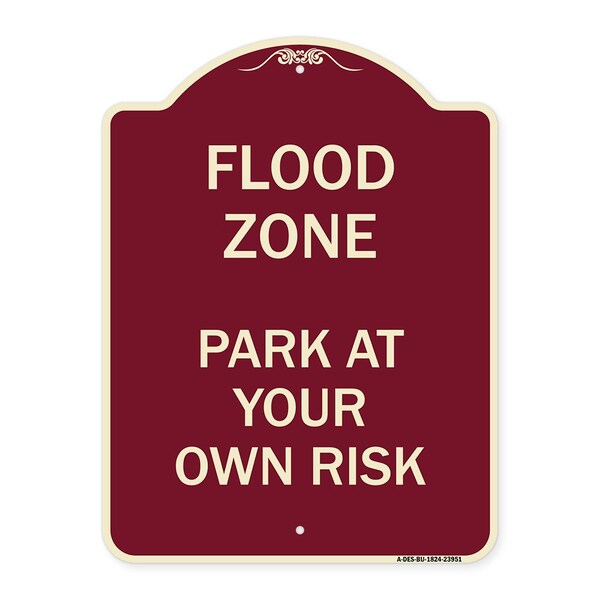 Designer Series Sign-Flood Zone, Burgundy Heavy-Gauge Aluminum Sign, 24" x 18", BU-1824-23951